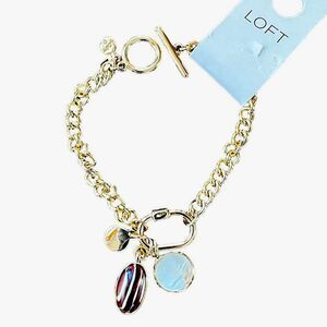 LOFT Bracelet Gold Tone Charm Accent Bracelet Toggle Closure